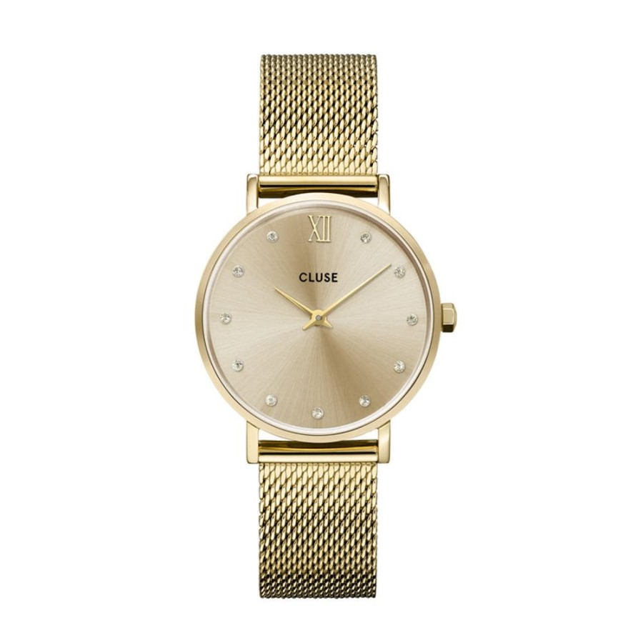 Watches Cluse | Cluse Minuit Gold Crystals/Gold Mesh