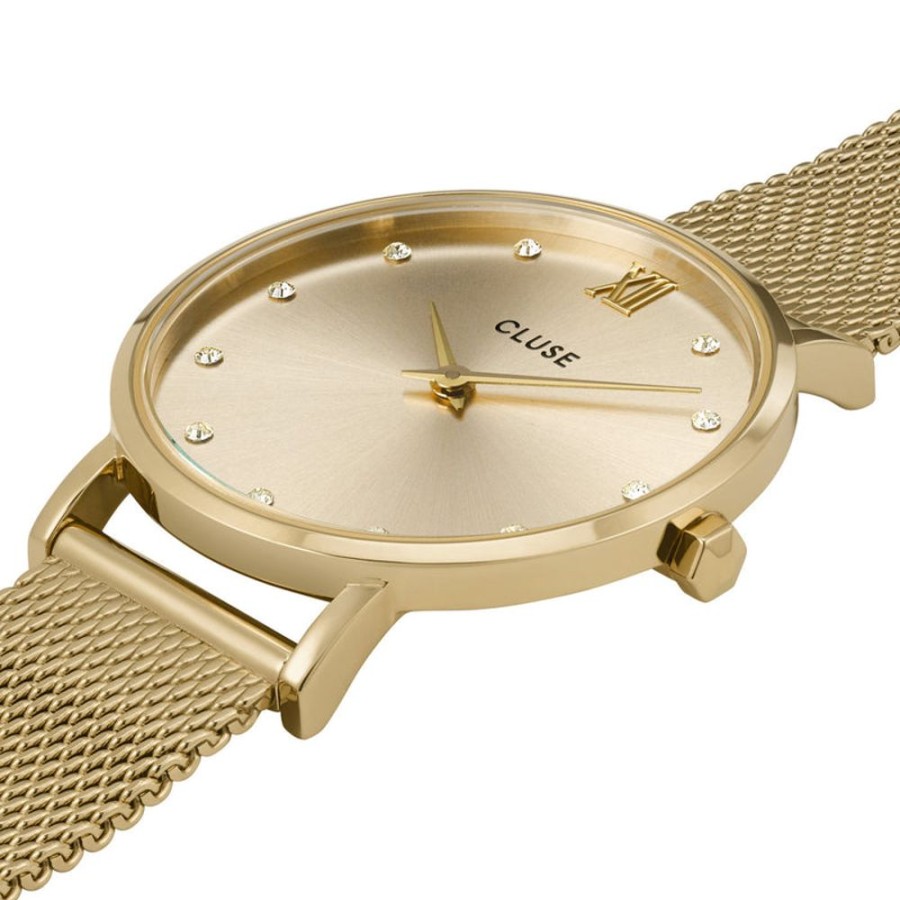 Watches Cluse | Cluse Minuit Gold Crystals/Gold Mesh