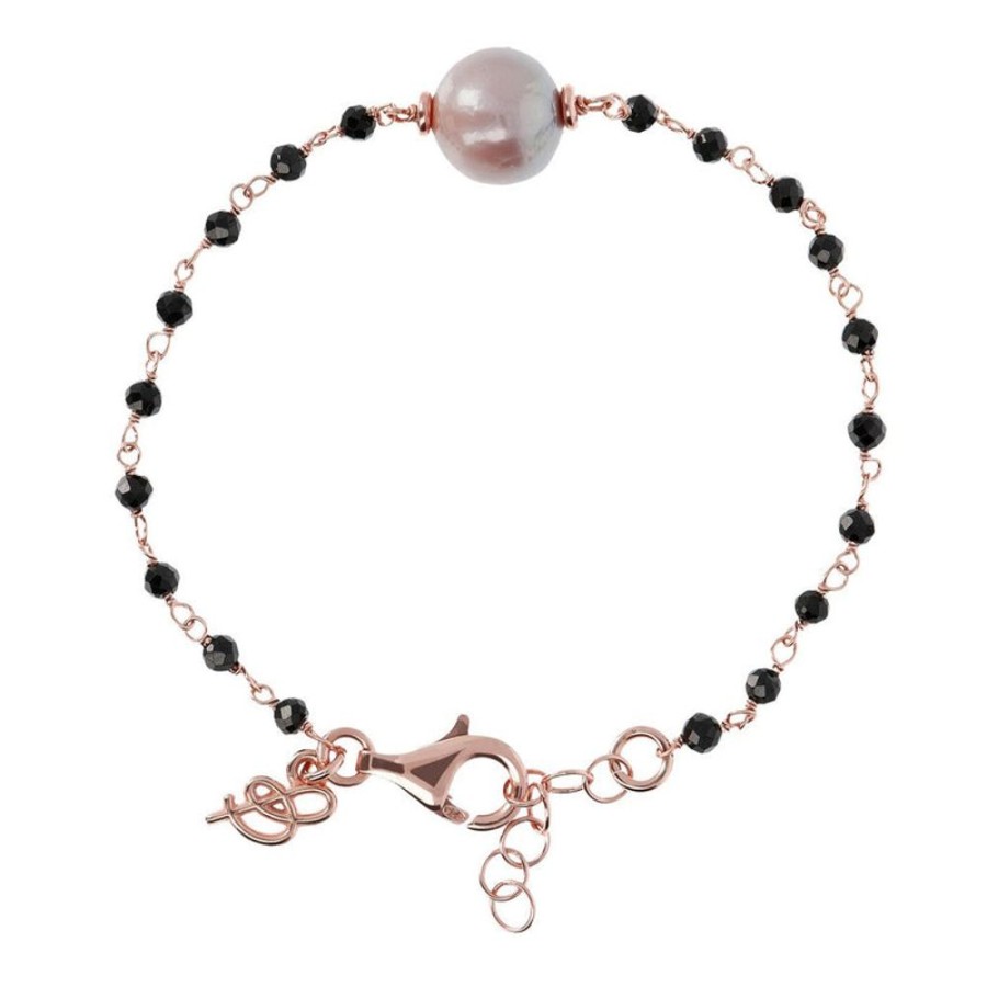 Jewellery Bronzallure | Black Spinel And Bracelet Rose Pearl