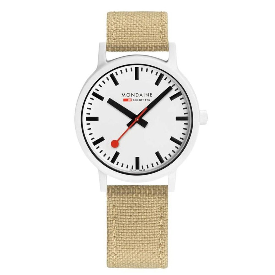 Watches Mondaine | Essence Silver Green Strap Watch