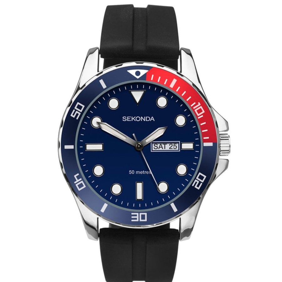 Watches Sekonda | Blue Dial Black Strap