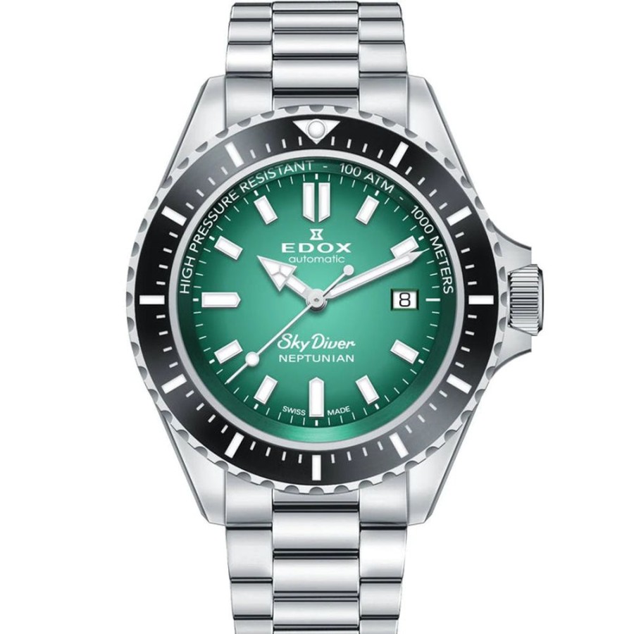 Watches Edox | Skydiver Automatic Green Dial