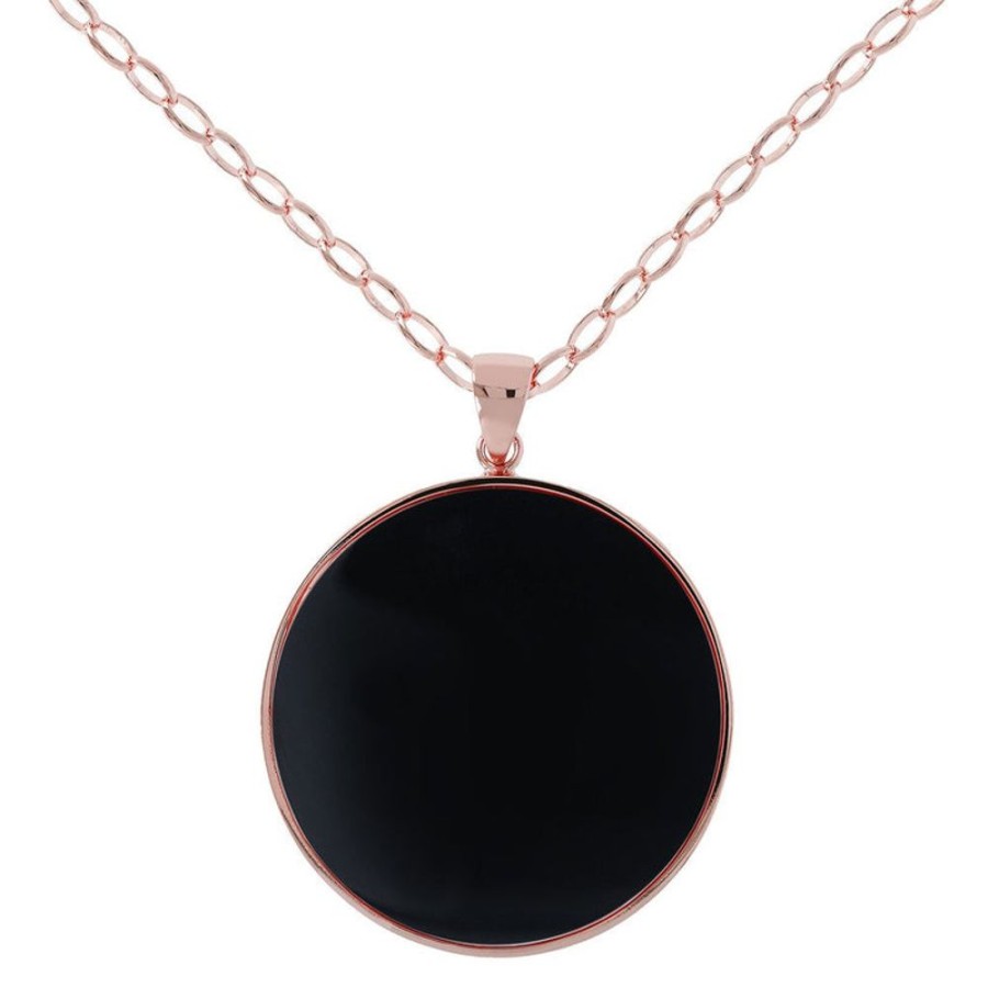 Jewellery Bronzallure | Big Disc Necklace Black Onyx