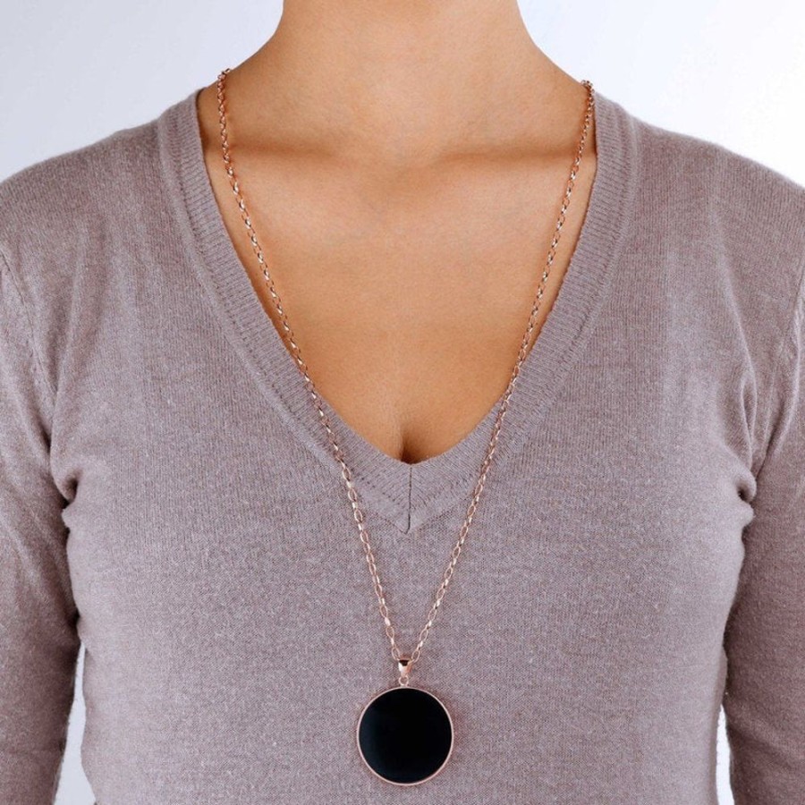 Jewellery Bronzallure | Big Disc Necklace Black Onyx