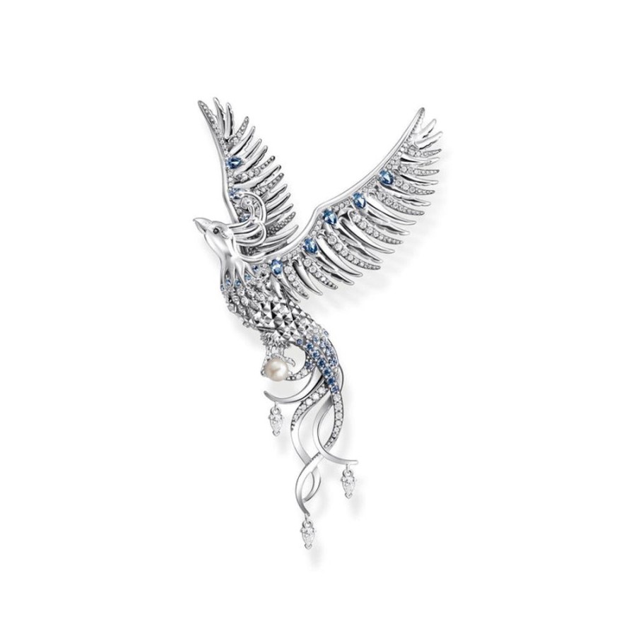 Jewellery Thomas Sabo | Thomas Sabo Pendant Phoenix With Blue Stones Silver