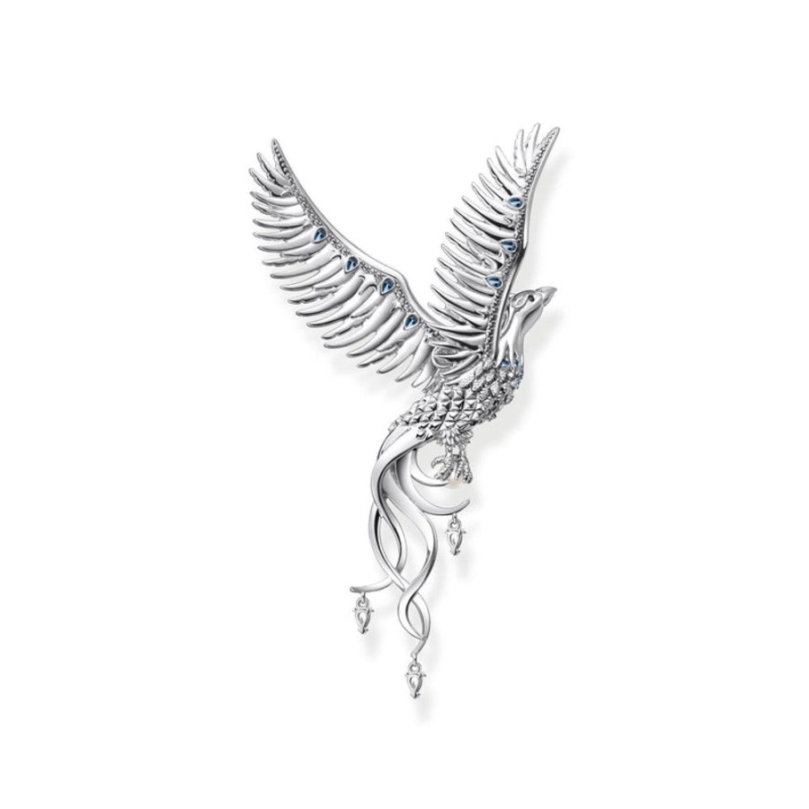 Jewellery Thomas Sabo | Thomas Sabo Pendant Phoenix With Blue Stones Silver