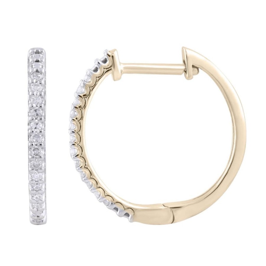 Jewellery Diamonds by WD | Hoop Earrings With 0.08Ct Diamond In 9K Yellow And