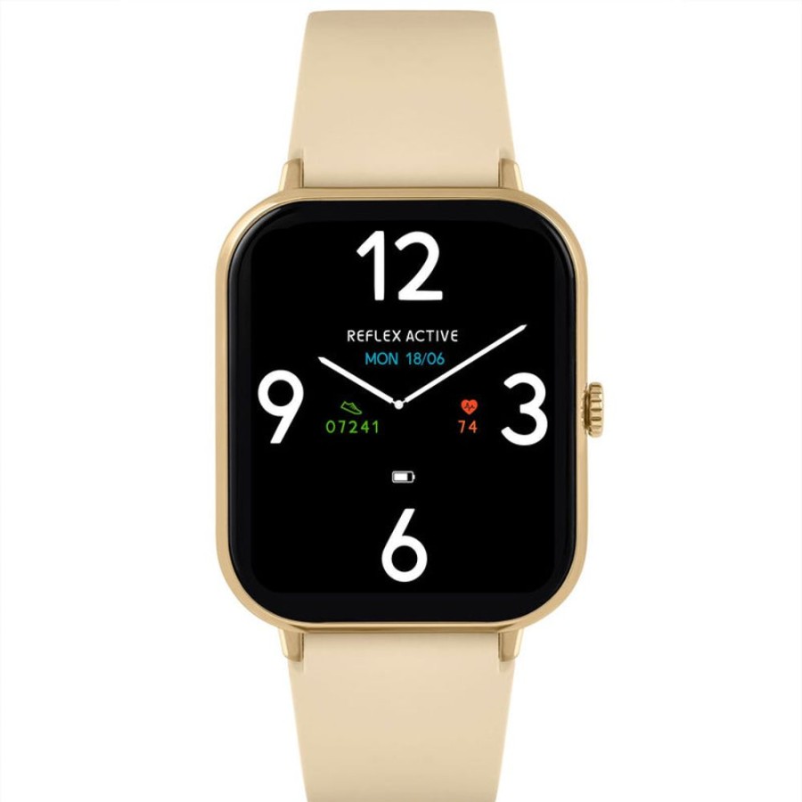 Watches Reflex Active | Series 23 Gold Case & Cream Silicone Strap Watch