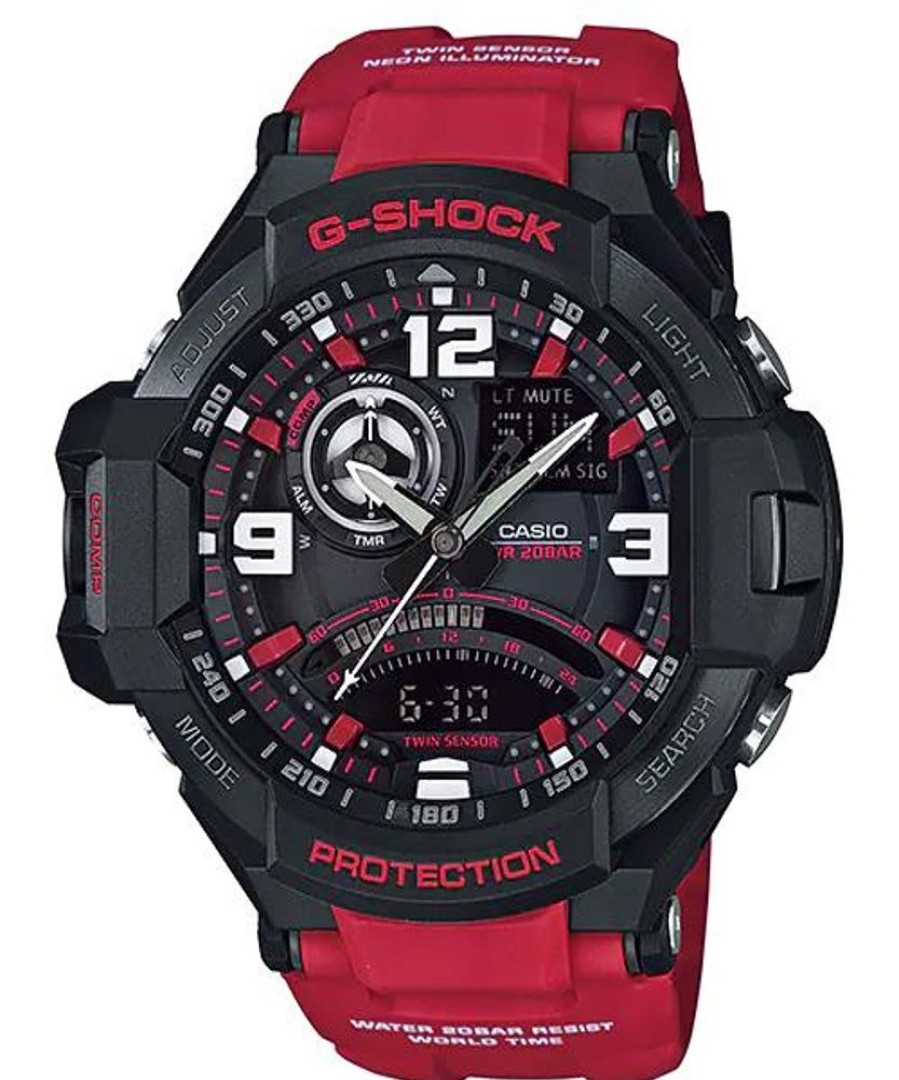 Watches G-Shock | Aviation Black Dial Red Resin Watch