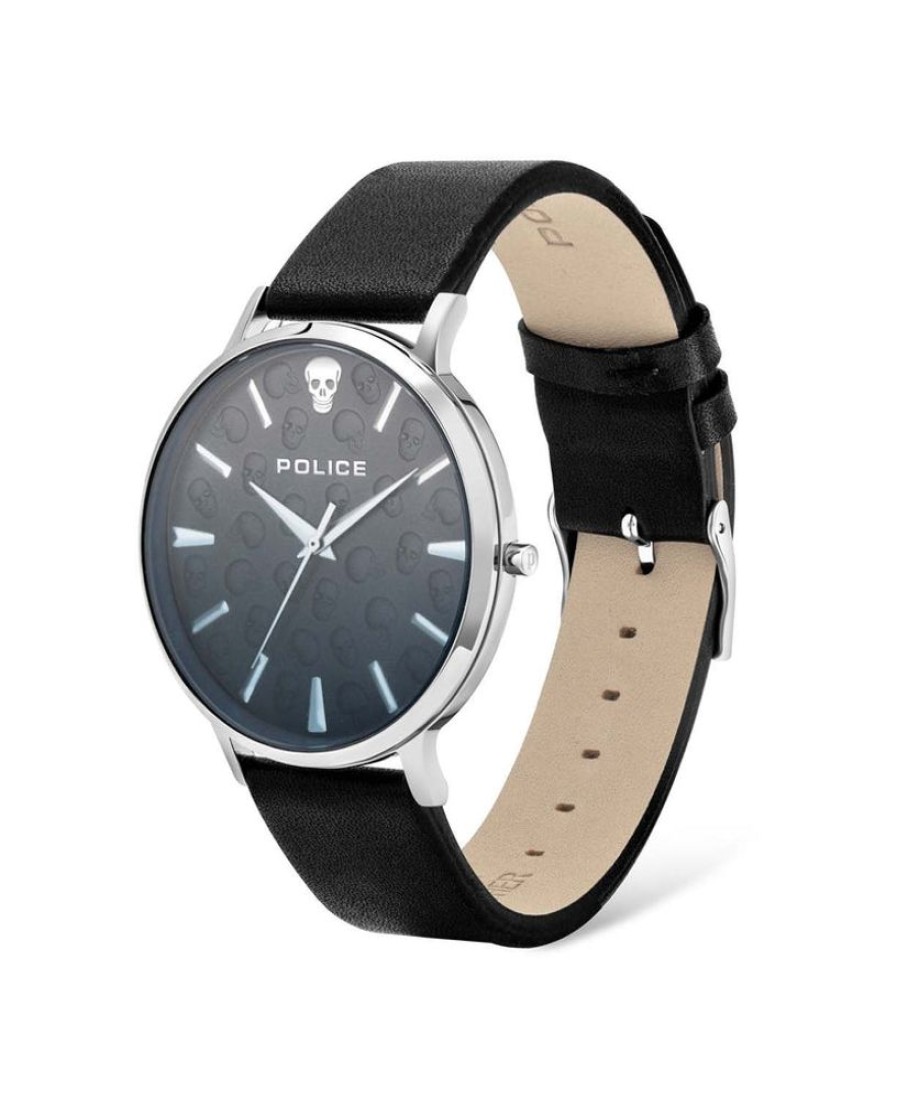 Watches Police | Tasman Black Leather Watch