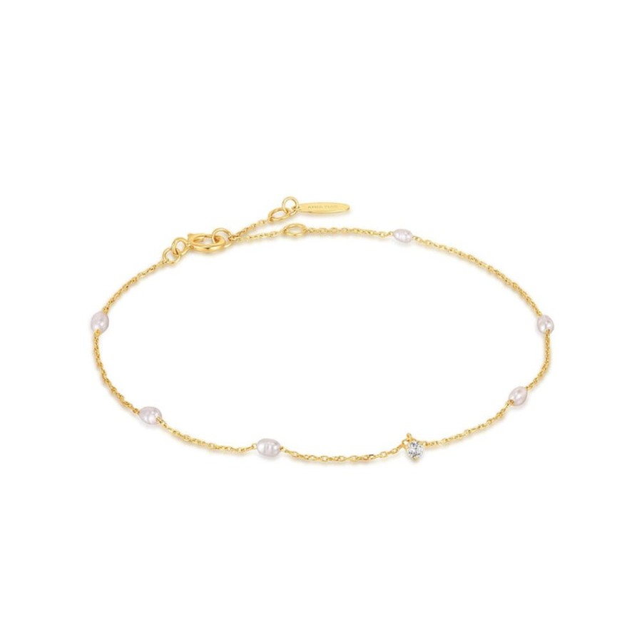 Jewellery Ania Haie | 14Kt Gold Pearl And White Sapphire Bracelet