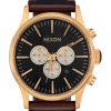 Watches Nixon | Sentry Chrono Leather Black Dial