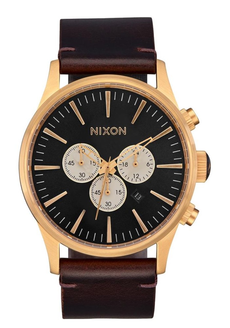 Watches Nixon | Sentry Chrono Leather Black Dial