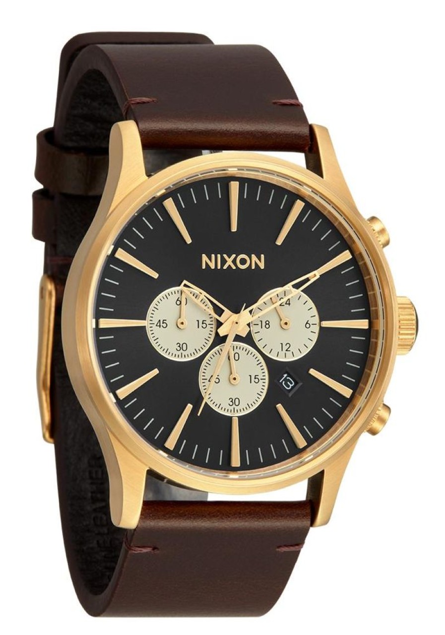 Watches Nixon | Sentry Chrono Leather Black Dial