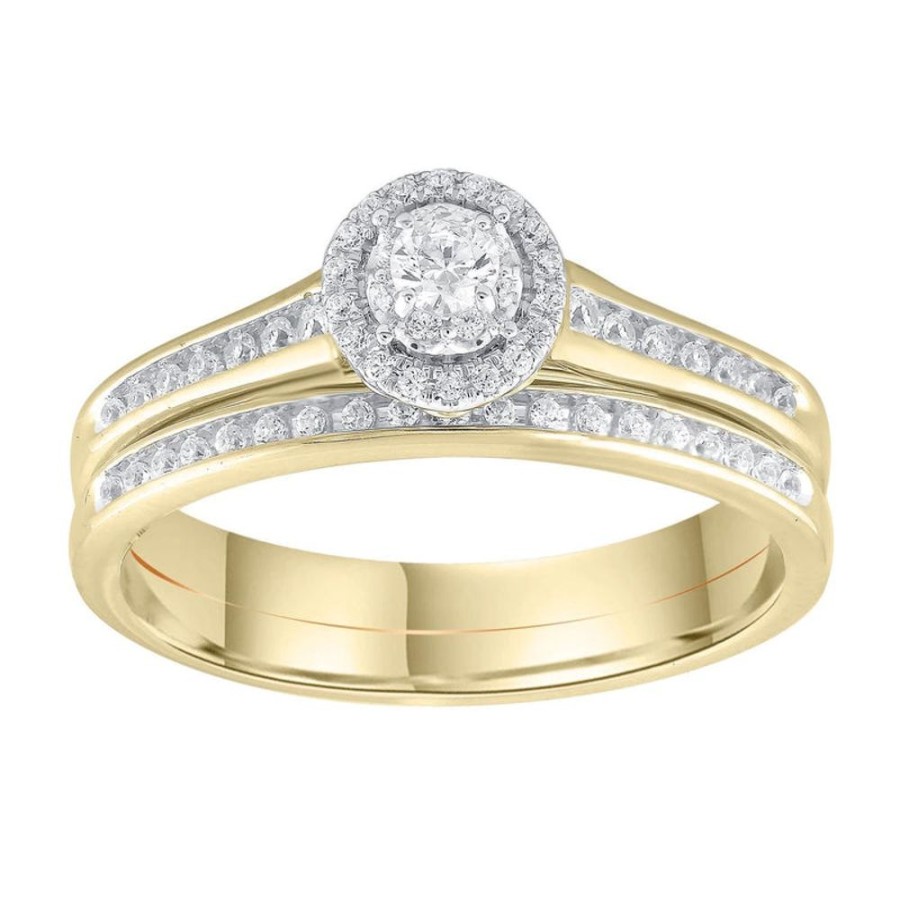 Jewellery Diamonds by WD | Engagement & Wedding Ring Set With 0.33Ct Diamonds In 9K Yellow Gold