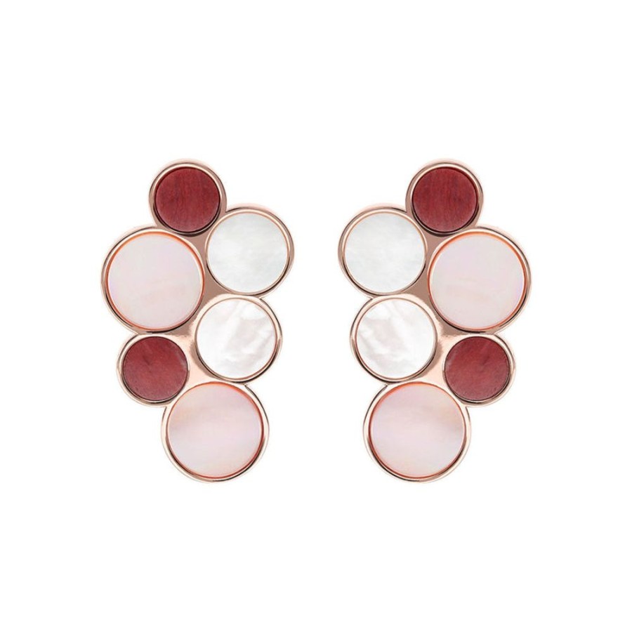 Jewellery Bronzallure | Alba Red Fossil Mop Flat Earrings