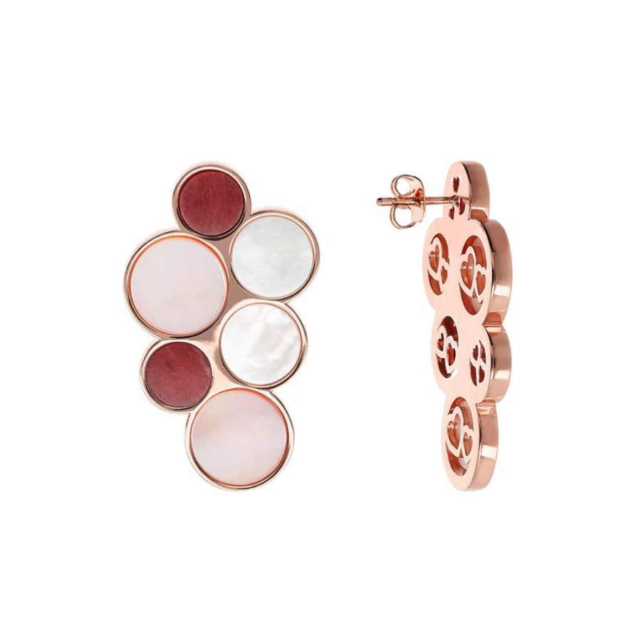 Jewellery Bronzallure | Alba Red Fossil Mop Flat Earrings