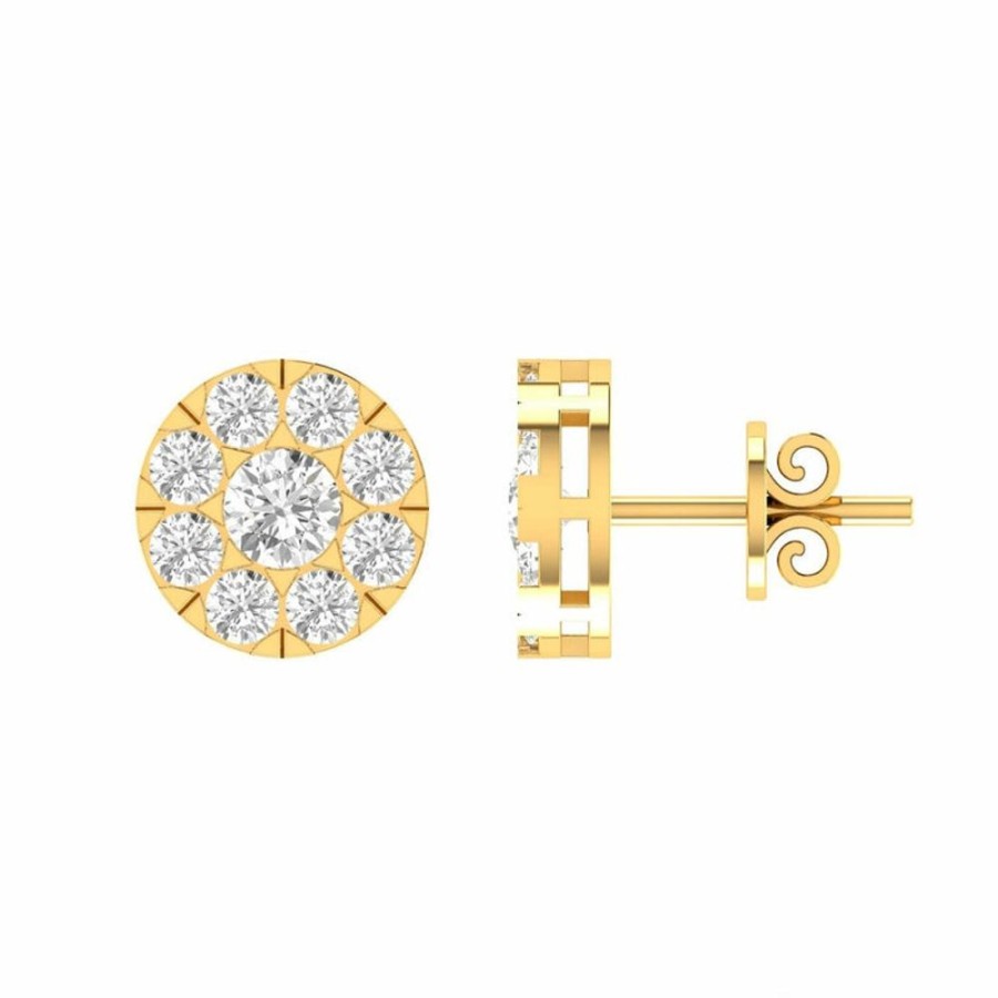 Jewellery Diamonds by WD | Cluster Diamond Stud Earrings With 0.50Ct Diamonds In 9K Yellow Gold