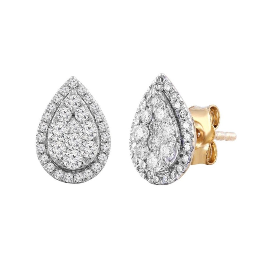 Jewellery Diamonds by WD | Pear Stud Earrings With 0.5Ct Diamond In 9K Yellow Gold