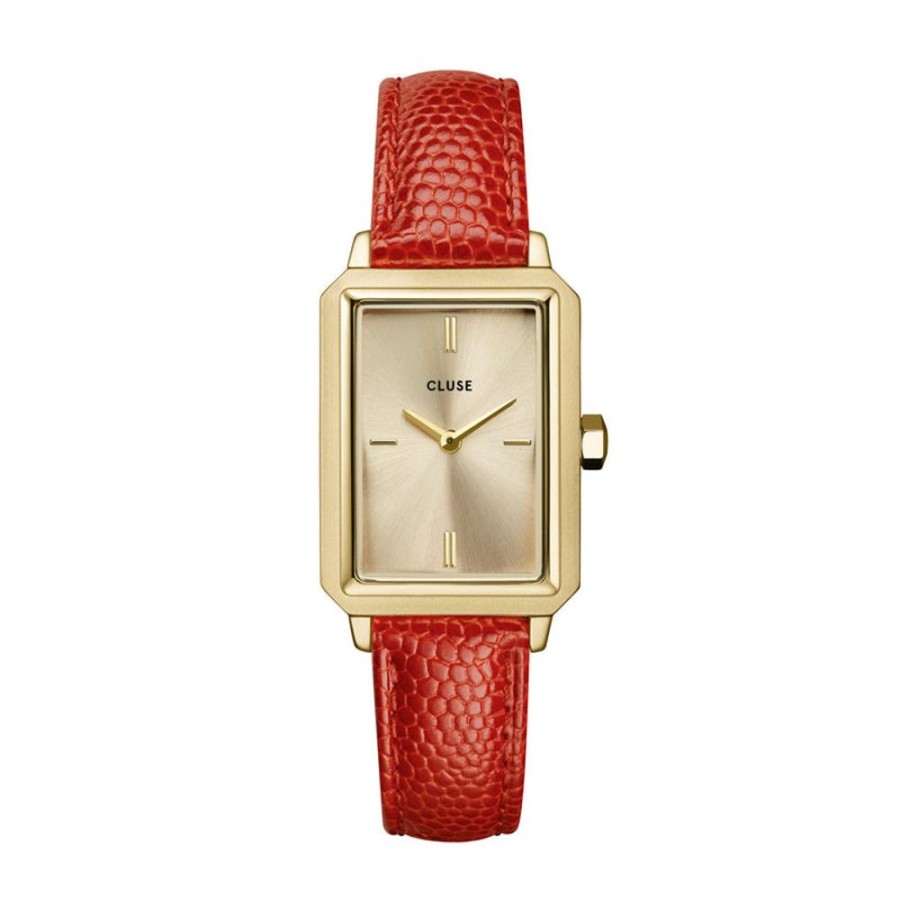 Watches Cluse | Fluette Gold /Coral Lizard Leather