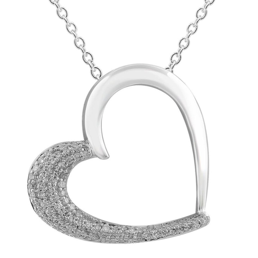 Jewellery Diamonds by WD | Heart Pendant With 0.12Ct Diamonds In 9K White Gold