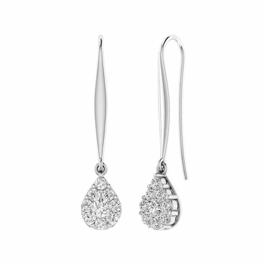 Jewellery Diamonds by WD | Tear Drop Hook Diamond Earrings With 0.15Ct Diamonds In 9K White Gold