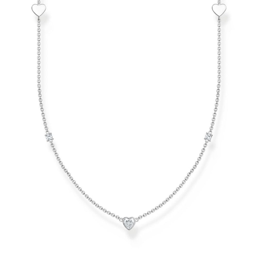 Jewellery Thomas Sabo | Necklace With Hearts And White Stones Silver