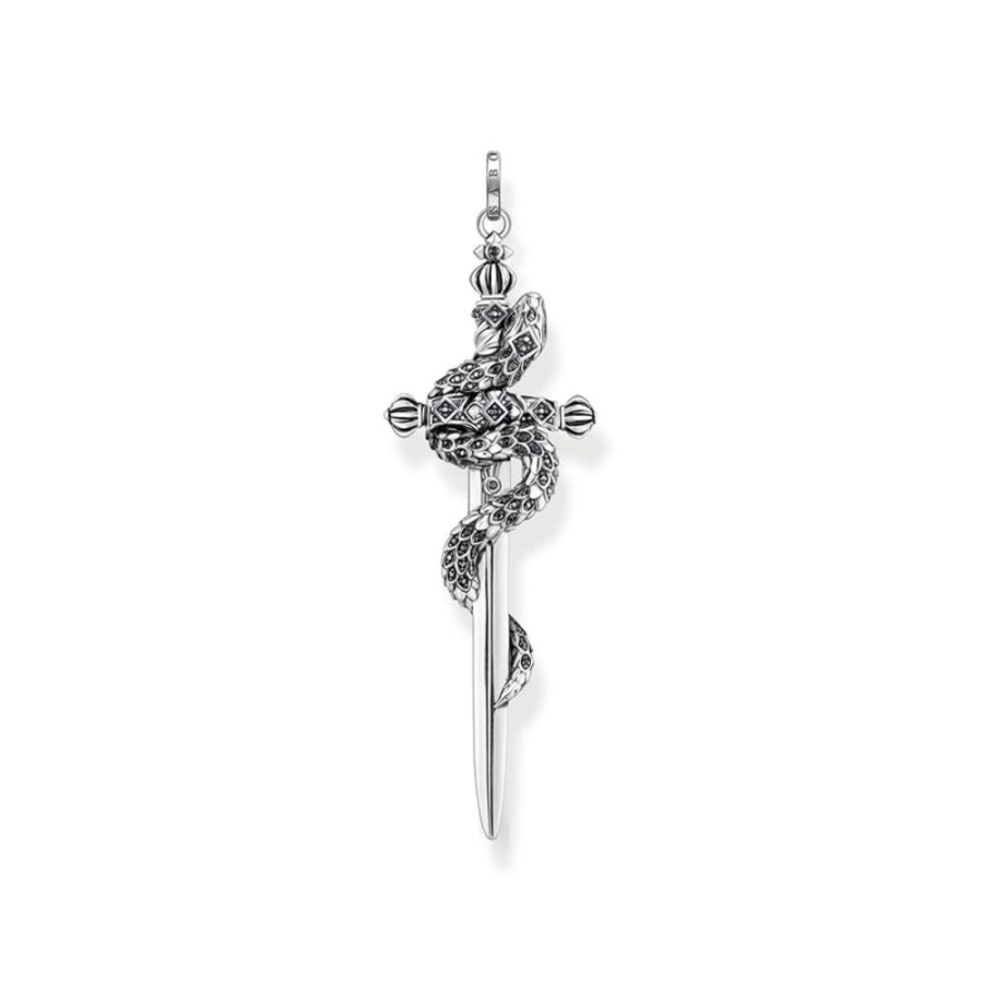 Jewellery Thomas Sabo | Thomas Sabo Pendant Blackened Sword With Snake