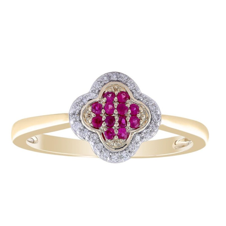 Jewellery Diamonds by WD | Ruby Ring With 0.07Ct Diamond In 9K Yellow Gold