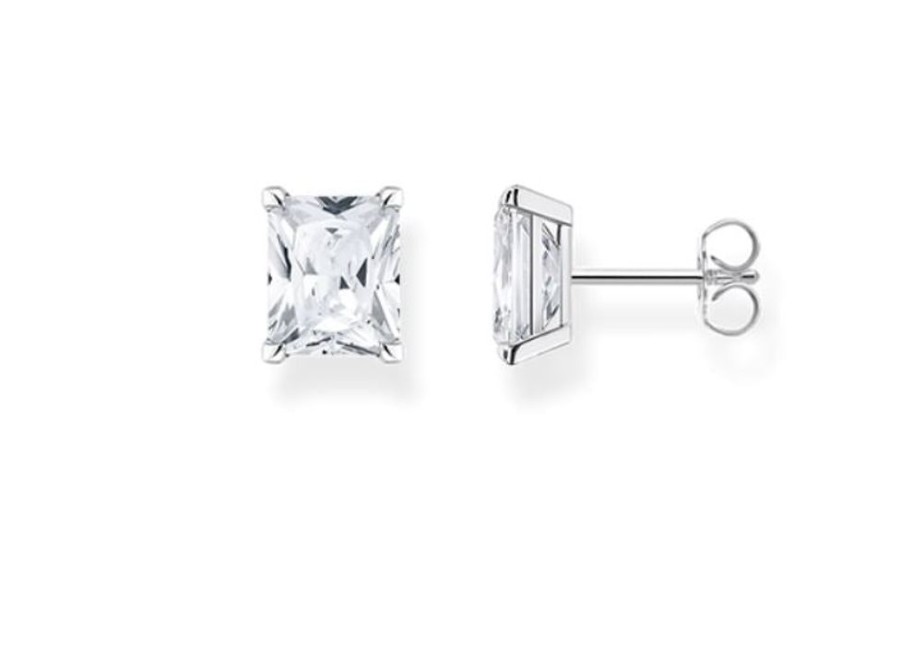 Jewellery Thomas Sabo Jewellery | Thomas Sabo Ear Studs White Stone Silver