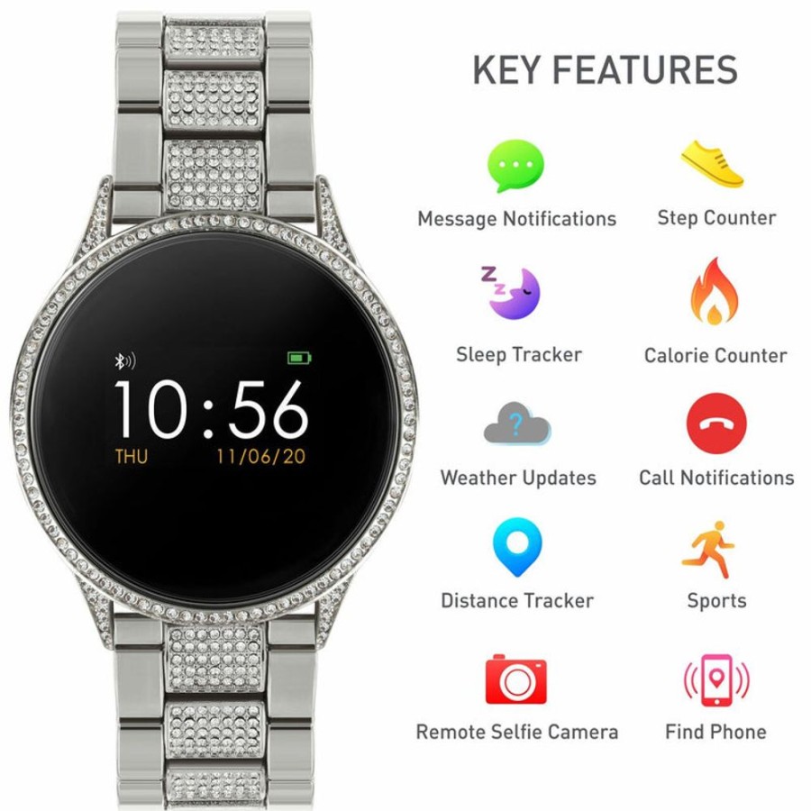 Watches Reflex Active | Series 4 Silver Link Crystal Smart Watch