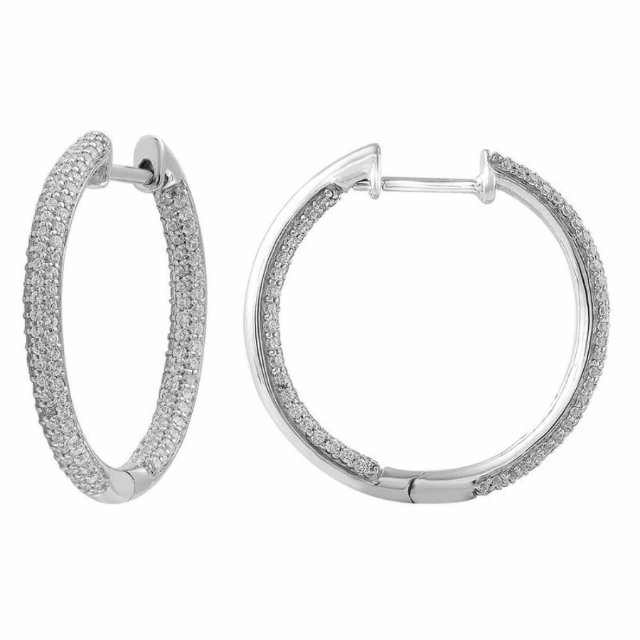 Jewellery Diamonds by WD | Inside Out Hoops With 0.50Ct Diamonds In 9K White And