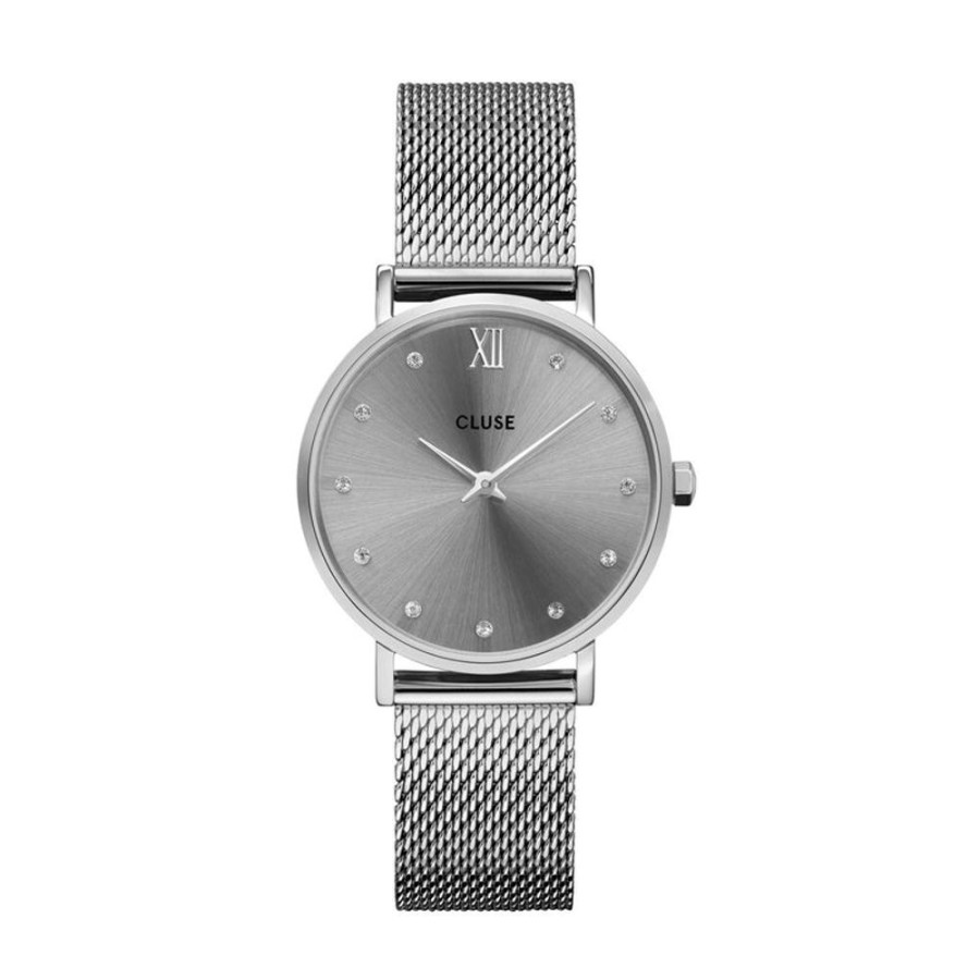 Watches Cluse | Cluse Minuit Silver Grey Crystals/Silver Mesh