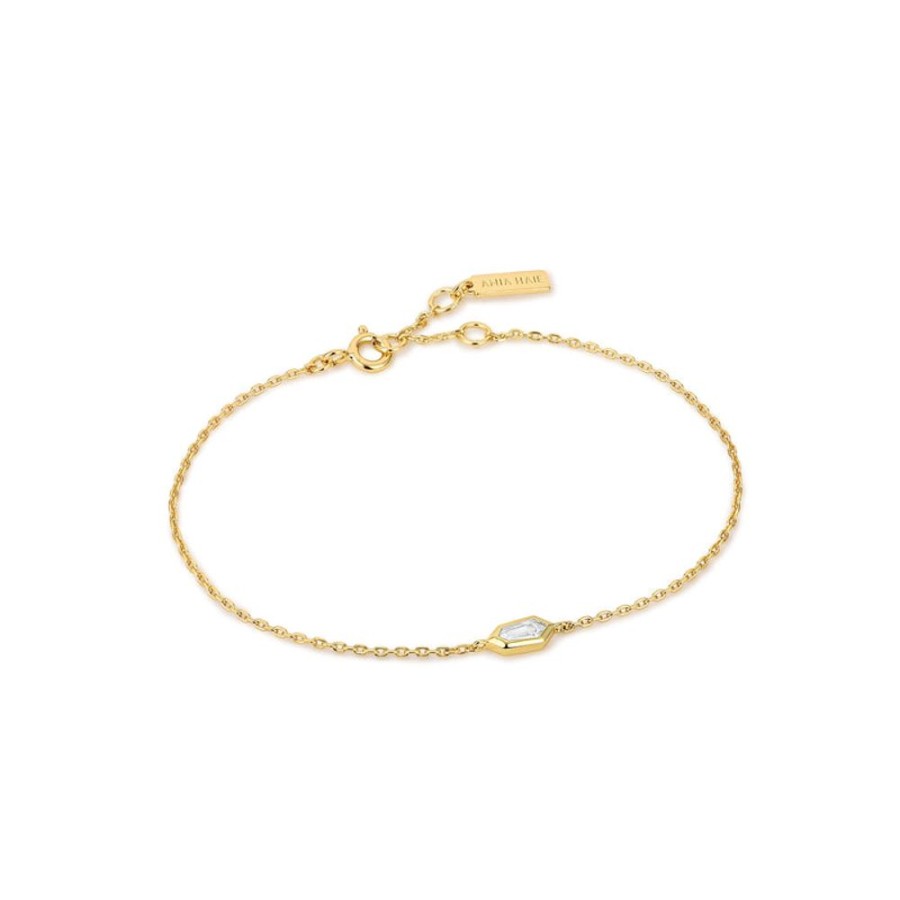 Jewellery Ania Haie | Gold Sparkle Emblem Chain Bracelet