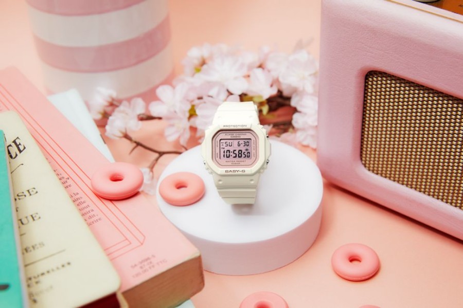 Watches Casio | Baby-G Digital Spring Colours White Resin Band Watch