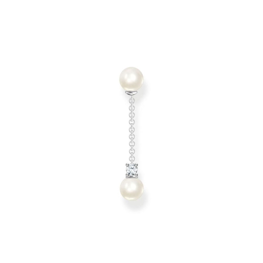 Jewellery Thomas Sabo | Single Earring Pearls And White Stone Silver