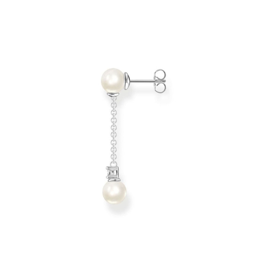 Jewellery Thomas Sabo | Single Earring Pearls And White Stone Silver