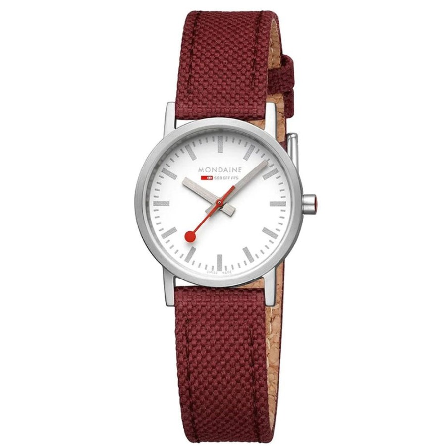 Watches Mondaine | Classic Modern Dark Cherry Red Watch