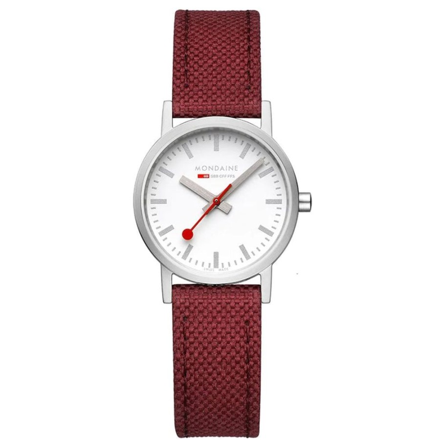 Watches Mondaine | Classic Modern Dark Cherry Red Watch