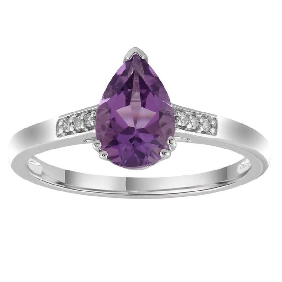 Jewellery Diamonds by WD | Amethyst Ring With 0.03Ct Diamonds In 9K White Gold