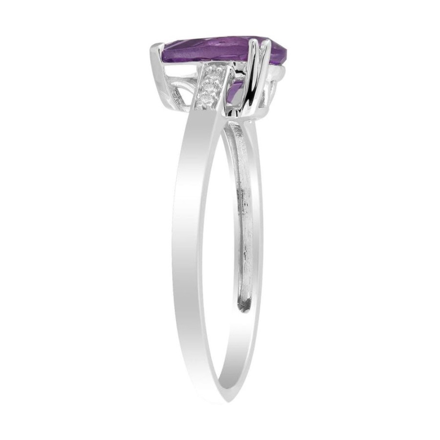 Jewellery Diamonds by WD | Amethyst Ring With 0.03Ct Diamonds In 9K White Gold