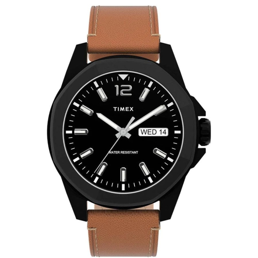 Watches Timex | Essex Avenue 44Mm Leather Strap Watch