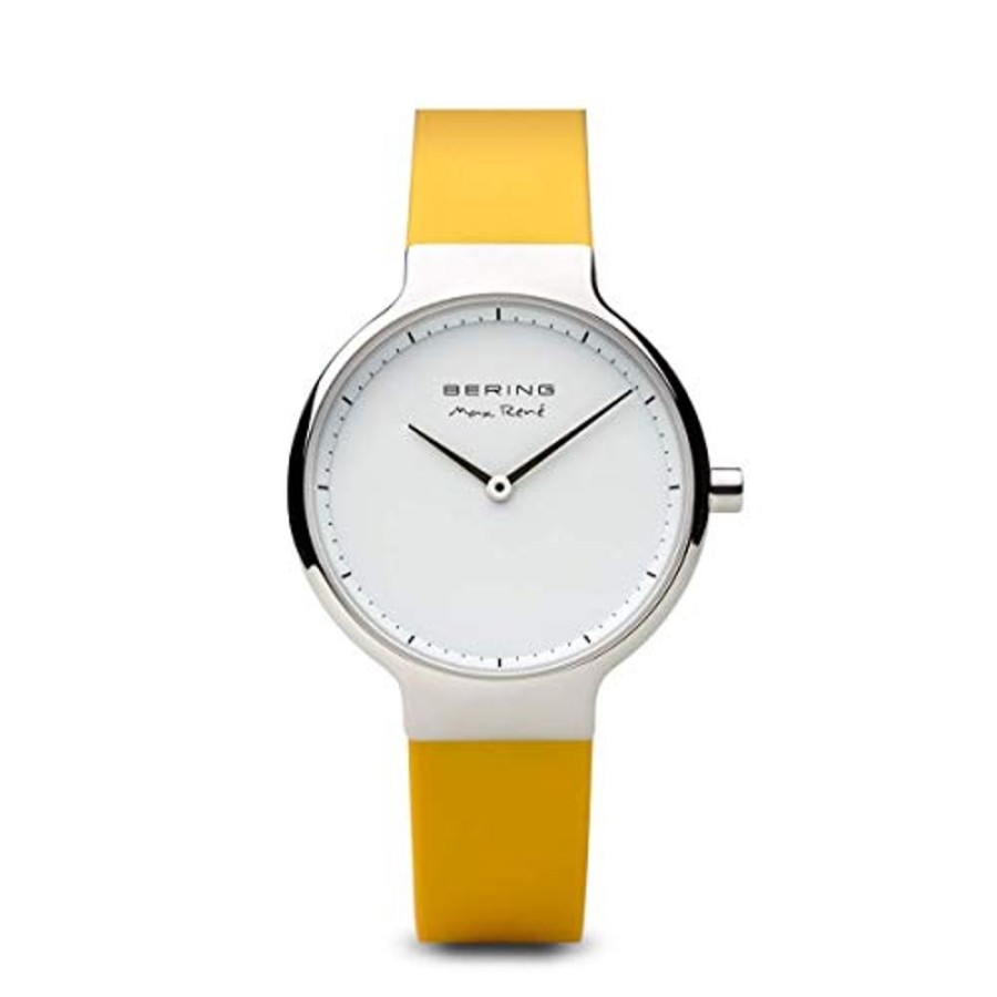 Watches Bering | Max Rene Polished Silver Yellow Silicone Watch