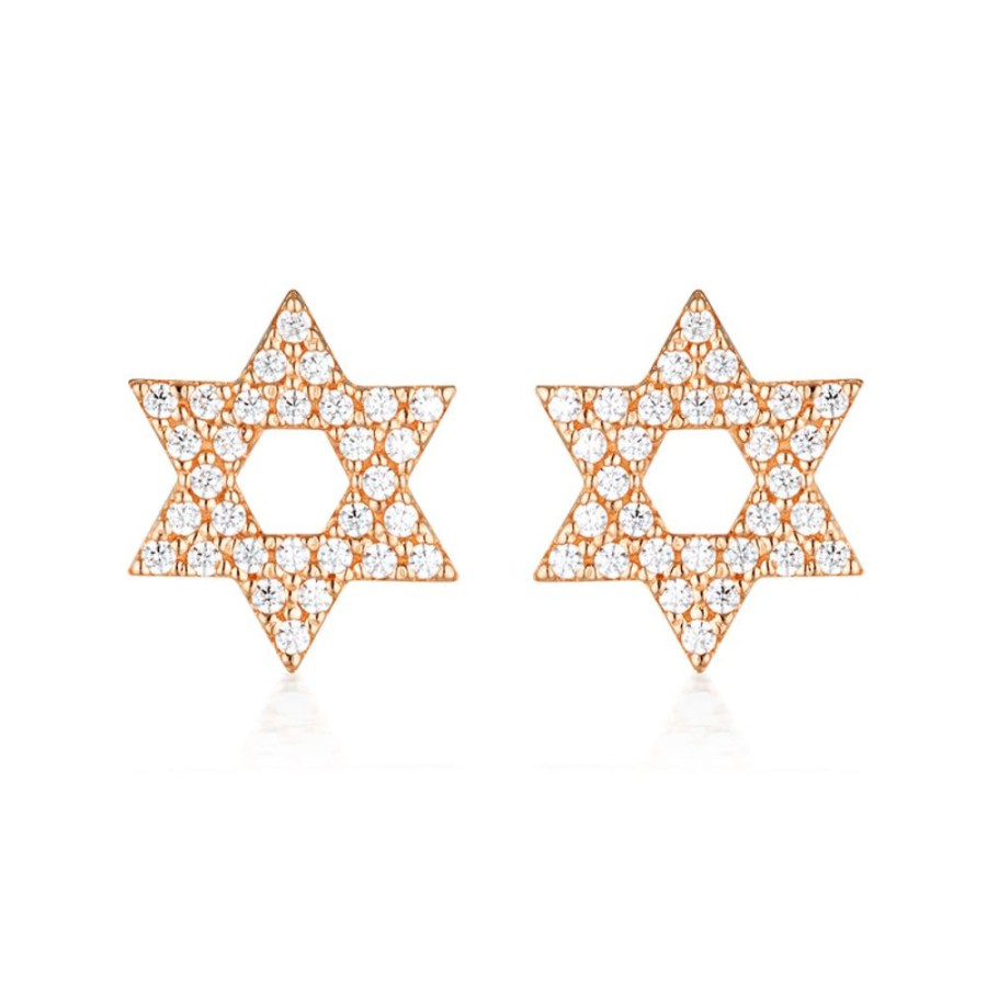 Jewellery Georgini | Georgini Rock Star Star Of David Rose Gold Earrings