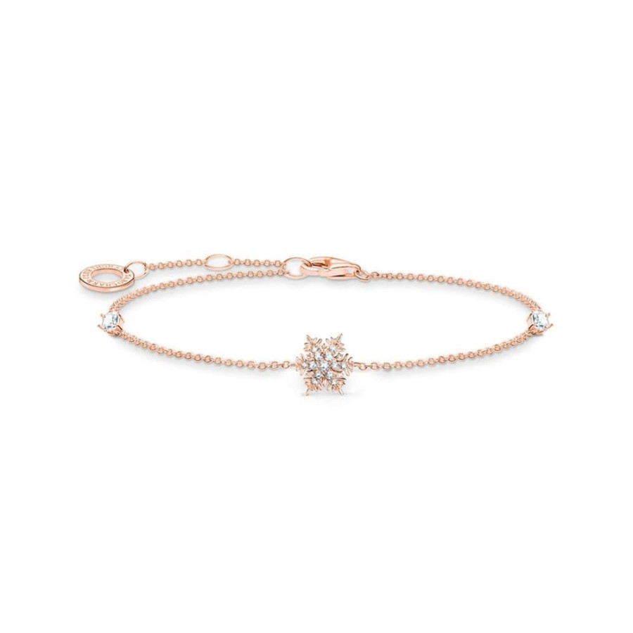 Jewellery Thomas Sabo | Thomas Sabo Bracelet Snowflake With White Stones Rose Gold