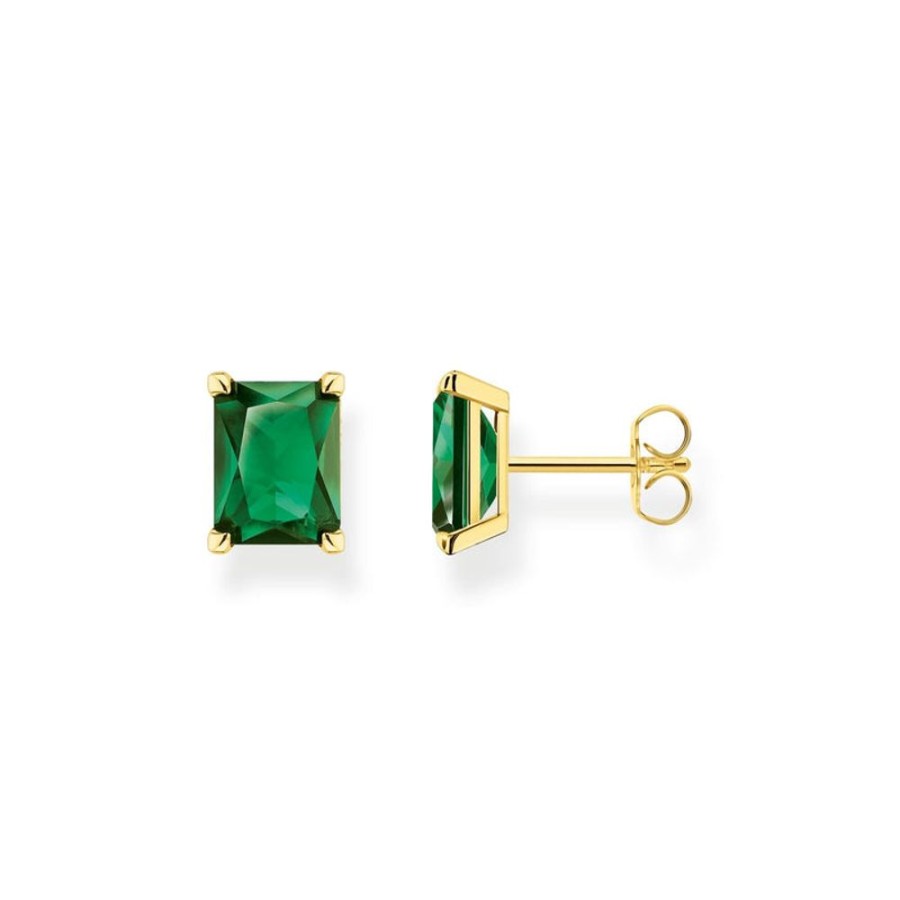 Jewellery Thomas Sabo | Thomas Sabo Ear Studs Green Stone Gold