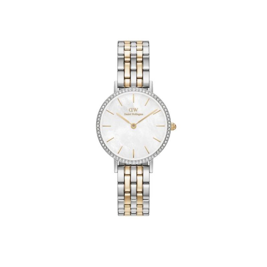 Watches Daniel Wellington | Petite 28Mm Bezel 5-Link White Mop Two-Tone Watch