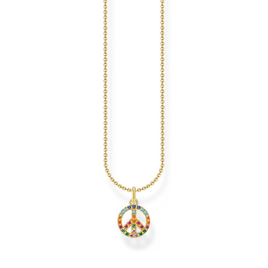 Jewellery Thomas Sabo | Thomas Sabo Necklace Peace With Colourful Stones Gold