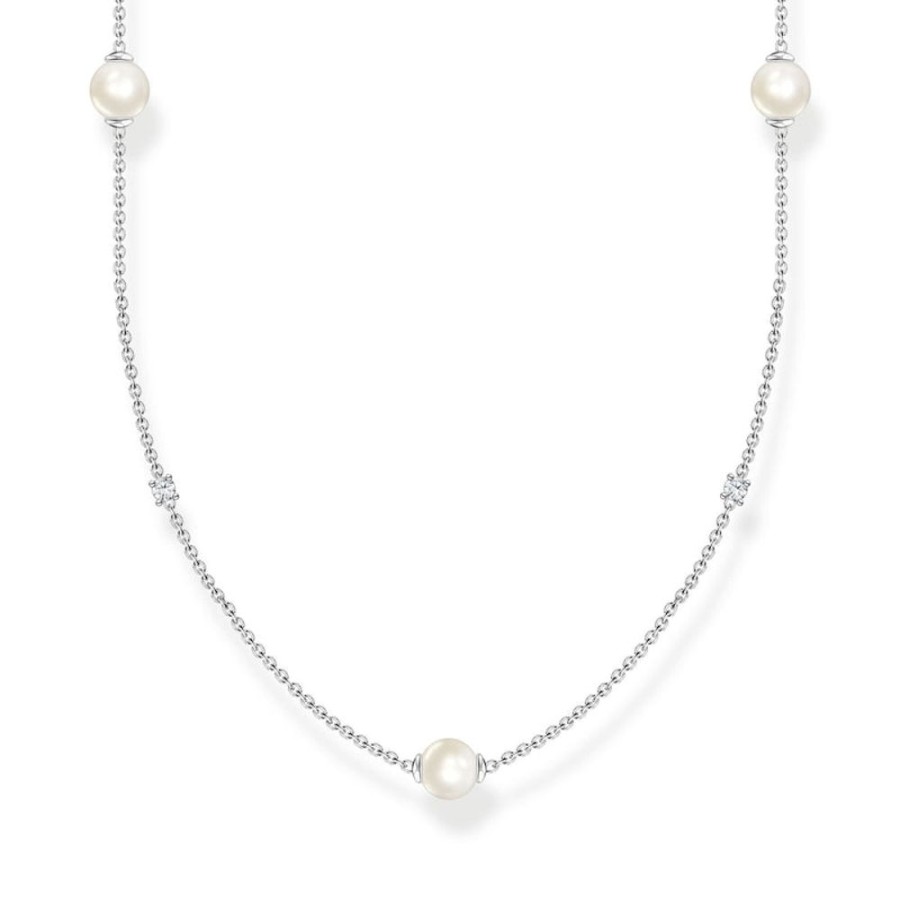 Jewellery Thomas Sabo | Necklace Pearls And White Stones Silver