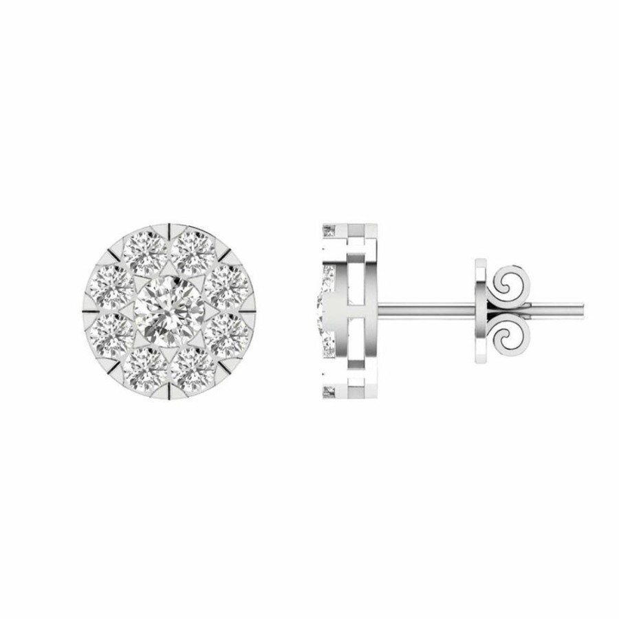 Jewellery Diamonds by WD | Cluster Diamond Stud Earrings With 0.33Ct Diamonds In 9K White Gold